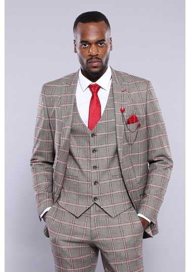 Wessi Ekose Desenli Slim Fit Gri Erkek Ceket - Wessi Gri