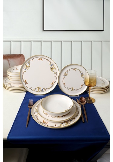 Keramika Bronze Bloom Yemek Takımı 18 Parça 6 Kişilik 22926-27-29 Çok Renkli