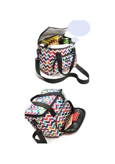 Oxford Kumaş Çift Katmanlı Termal Öğle Yemeği Çantası Yalıtımlı Soğutuculu Taşınabilir Piknik Ve Seyahat Çantası, Omuz Askılı Şık Tote Tasarım Çok Renkli