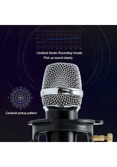 Mufunye Mini Kondansatör Mikrofon Pc Mikrofon 3.5mm Tak Ve Çalıştır Ev Stüdyosu Podcast Vokal Kayıt Mikrofon