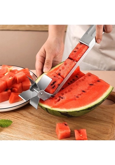 Pazly Cbtx Ev Yel Değirmeni Karpuz Kesici 304 Paslanmaz Çelik Bölücü Meyve Dicer 2 Nesil, Küçük Tasarım Gri