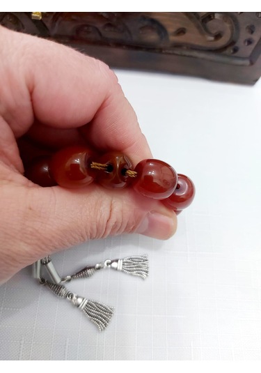 Osmanlı Benzetme Fıçı Kesim Sıkma Kehribar Tesbih Ölçü 13.5x13.5