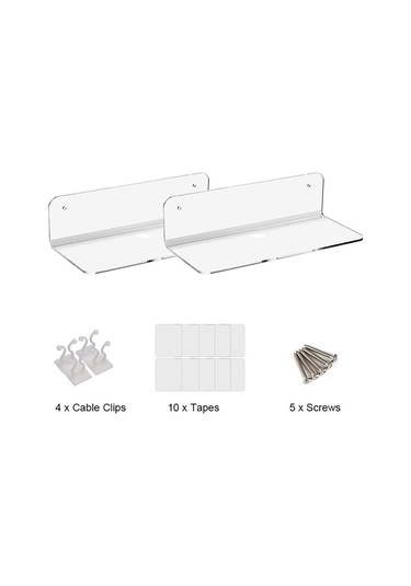 Neevoyu Transparent Pmma Duvar Rafı Seti - Hoparlör, Akıllı Hoparlör, Telefon İçin - Kablolu Ve Kablosuz Kurulum Seçenekleri