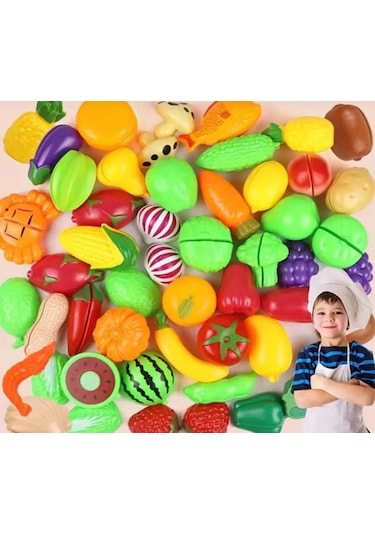 Meyve Sebze Kesilen Oyuncak Mutfak Karışık 24 Parça Kivi Havuç Li