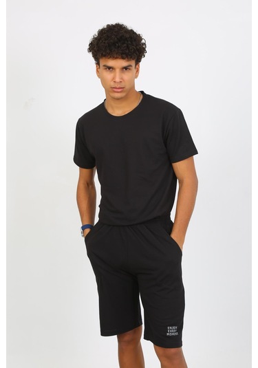Akbeniz Erkek Pamuk Lakost Alt Üst Kaprili Pijama Takım Siyah 6872 Siyah