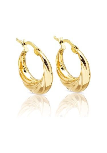 Taşsız 14 Ayar Altın Halka Küpe DLM119