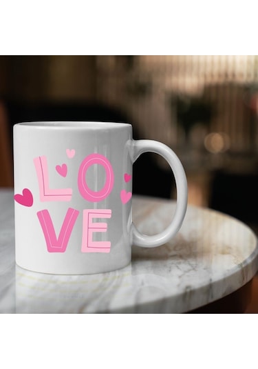 Kişiye Özel Love Temalı Bardak Ve Gece Parlayan Lotus Çiçeği Kolye Hediye Seti