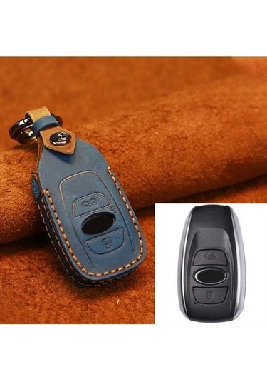 Tongxida Subaru Araba Sığır Derisi Deri Anahtar Koruyucu Kapak Kılıfı İçin Mavi