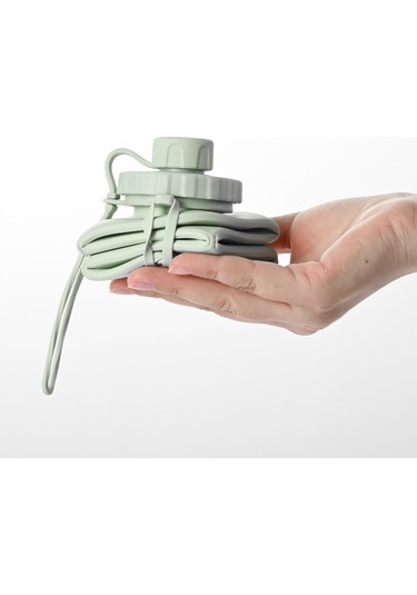 Aurora Outdoor Seyahat Taşınadır Spor Su Şişesi Silikon Katlanır Su Bardağı - Mavi Mavi