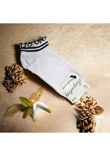 Shopiolog Sevimli Marul Desenli Bilek Çorabı Desen1 Beyaz - Siyah