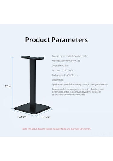 Xiyyadms Alüminyum Universal Kulaklık Tutucu, Taşınabilir Ve Çözülebilir Tasarım, Kaymazsız Taban, Tüm Kulaklıklara Uygun, Siyah