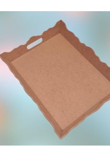 Hobi Dekoratif Model Tepsi Dikdörtgen Dalga Kenar Ahşap HAM MDF El Yapımı