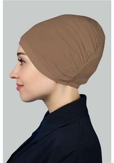 Hazır Pratik Geçmeli Lastikli Tesettür Bone Toprak