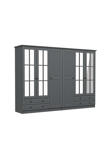 Kale 6 Kapaklı 4ç Taçlı Dolap Mebran İlkbahar Antrasit 210cm Antrasit