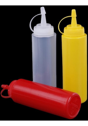 Sarı Mutfak Plastik Salata Sıkma Şişesi 8 Oz Sos Sirke Yağı Ketçap Aracı İçin