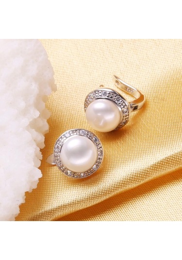 Siyah Lsooyh Cilp Küpe Doğal Tatlı Su Inci Takı Setleri Kübik Zirkonya Cz Kolye Küpe Siyah