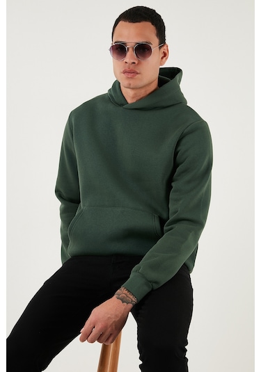 Buratti Regular Fit Kapüşonlu Kanguru Cepli Içi Tüylü Yumuşak Şardonlu Erkek Sweat 5905281 Nefti