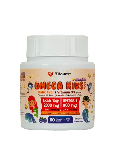 Vitamost Omega Kids Plus Takviye Edici Gıda 60 Yumuşak Kapsül