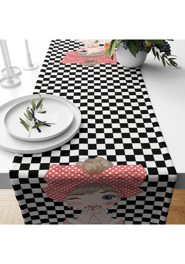 Alkanhomes Fashion Girl Temalı Dekoratif Runner