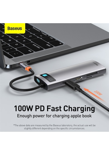 Baseus Metal Gleam 8in1 Multifonksiyonel Type-C Hub Dock Station