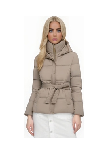 F3.haki..kadın Şişme Mont Suya Dayanıklı Kısa Model Haki