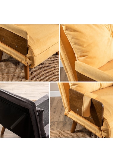 Pafu Cosmo Tekli Katlanır Yataklı Koltuk - Soho Hardal Hardal