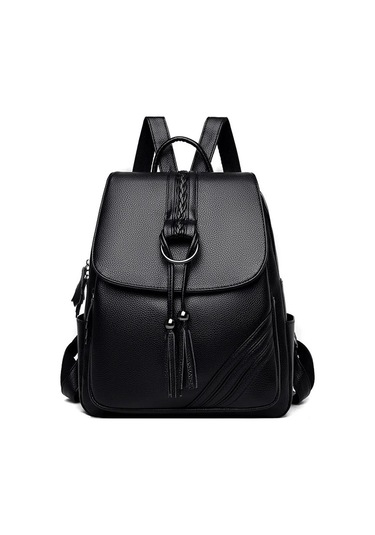 Lichen Püskül Kadın Sırt Çantaları Tasarımcı Yüksek Kaliteli Siyah