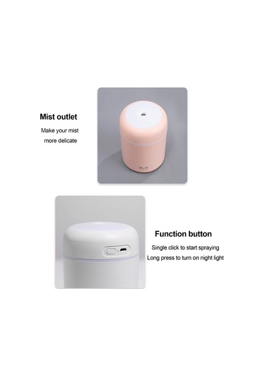 Springsun Usb Taşınabilir Hava Nemlendirici 300ml - Renkli Işık, Sürekli/aralıklı Sprey, Sessiz Çalışma, Zamanlı Kapanma Diğer