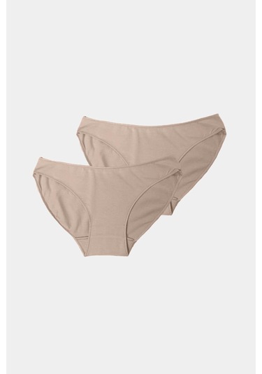 Malabadi 183 2'li Paket Kadın Modal Düşük Bel Iz Yapmayan Slip & Külot Ten