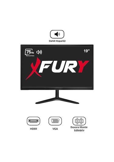 Fury 19" Geniş Ekran 75 Hz 5ms Dahili Hoparlör Vga,hdmı,ses Sesli Led Monitör