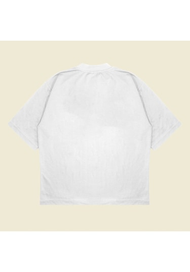 Tarzsokak Japonca Baskılı Oversize Unisex Pamuklu Nefes Alan Kalın Kumaşlı Beyaz
