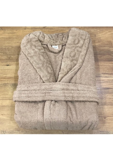 Royam Redline %100 Pamuklu Kısmi Kadife Tekli Bornoz Kahverengi