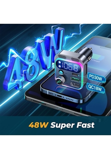 Didadodo Joyroom Jr-cl16 48w Bluetooth 5.0 Araç Kablosuz Fm Verici Gümüş, Güçlü Kullanıcı Deneyimi