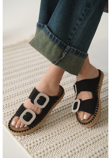 Kocadal Kocadal Tyna Süet Siyah Taşlı Kadın Terlik Muhtelif