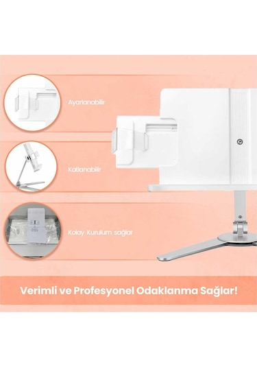 NPO STD007 Okuma Açısı Ayarlı Koruma Kıskkaçlı Alüminyum&ABS Kitap/Tablet/Dergi Standı Modern Rahle