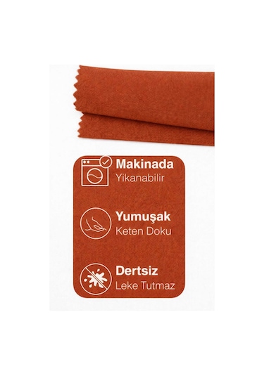 Perdeyap1980 Kiremit Ada Fon Perde Tek Kanat 1/3 Sık Pile Turuncu