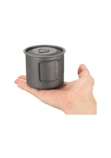 Dofolink Koruucu Kapaklı, Kollu Saklanabilir Titan Bardak - 300ml Ta8303: Ev Ve Doğa İçin Hafif, Dayanıklı, Korozyona Dayanıklı Gümüş