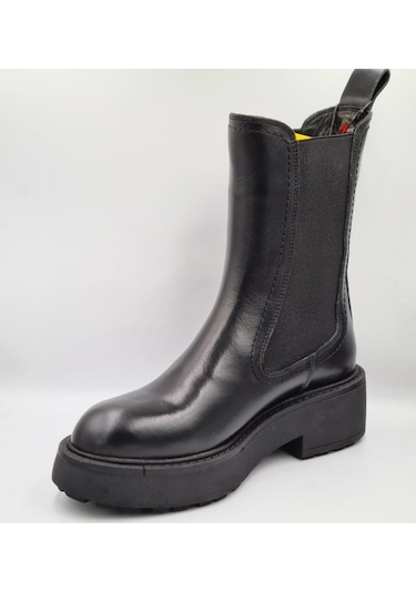 Greyder 59311 5k Siyah Hakiki Deri Lastikli Kadın Urban Chelsea Bot Siyah