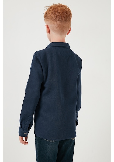 Lela Pamuklu Tek Cepli Düz Yaka Erkek Çocuk Gömlek Cf24W129140G Lacivert