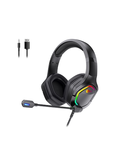 Lecoo HT403 3.5 MM Jack + USB Kablolu Kulak Üstü RGB Gaming Kulaklık