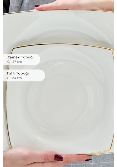 Karaca  Square Bone Mensa 24 Parça 6 Kişilik Yemek Takımı Gold