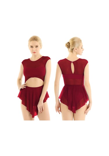 Şarap Kırmızısı Kadın Lirik Modern Bale Dans Elbise Asimetrik Şeffaf Örgü Tutu Etekli Leotard Şarap Kırmızısı Şarap Kırmızısı Kadın Lirik Modern Bale Dans Elbise Asimetrik Şeffaf Örgü Tutu Etekli Leotard Şarap Kırmızısı