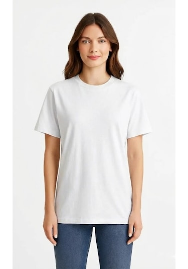Markapia Woman Kadın %100 Pamuk Basic T-shirt Beyaz