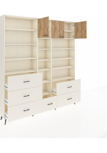 Arges Dolap 17 Raflı 6 Çekmeceli 3 Kapaklı 220x30x243 Aytaşı-çam/aytaşı Atlas Çam/aytası
