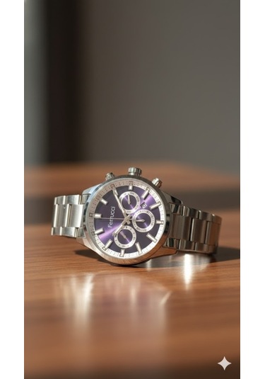 Ferrucci Erkek Kol Saati Gümüş Renk, Mor Kadran - Fc03632m.03, 2 Yıl Garantili Gümüş