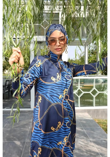 Likralı Tam Kapalı Tesettür Mayo 268-514 Lacivert Lacivert