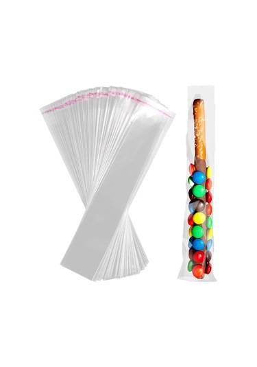 Leezsing 100 Adet 5x25 Cm Şeffaf Opp Longluğun, Otomatik Yapışkan Kenar, İnce Paketleme Torbaları Şeffaf
