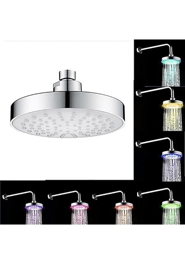 Novahub 7 Renkli Led Flaş Işık, Yüksek Basınçlı, 6 İnç Yağmur Duş Başlığı, Parlak Krom, Banyo Ve Otel İçin Diğer