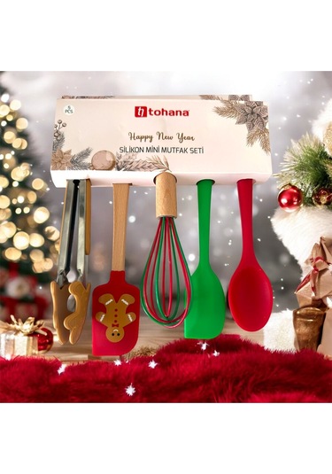 Vanilinkitchen Happy New Year Silikon Mini Mutfak Seti - 5 Parça Çok Renkli