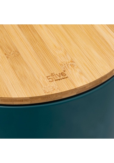 5five Çöp Kovaları Simply Smart Bambou 30 Lt Metal Petrol Mavisi Koyu Mavi